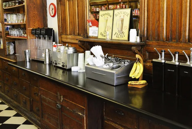 old fashioned, cafe, coffee shop, ice cream, store, restaurant, barista, area, counter, old, vintage, style, retro, vanilla, root beer float, shake, wooden, wood, cabinet, bananas, utensils, diner, shop, shoppe, brown shopping, brown restaurant, brown shop, brown cafe, brown banana, barista, diner, diner, diner, diner, diner. Licensing a coffee shop: how to find out which permits and approvals apply