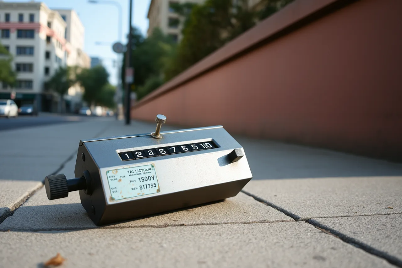 Person on a sidewalk using a tally counter to count passing pedestrians (Finding the right site for a coffee shop)